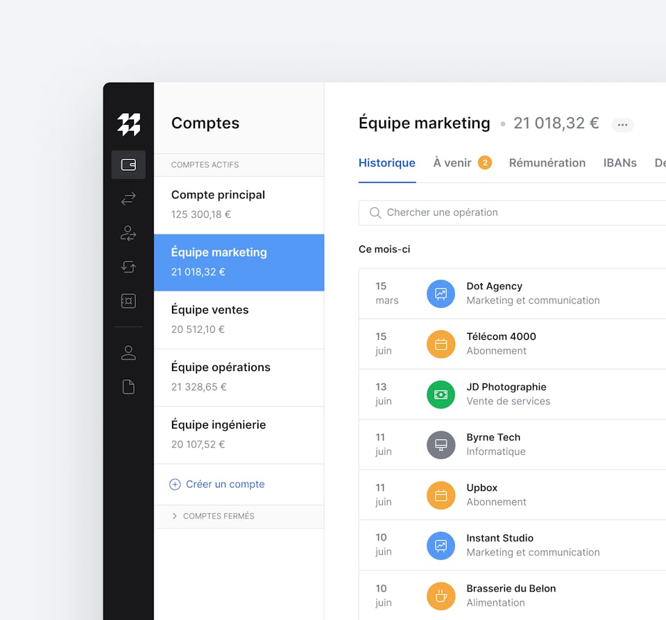 Interface multi-comptes pour les équipes opérationnelles.